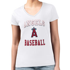 Los Angeles Angels G-III 4Her by Carl Banks Women's Super-Slim Fit Lightweight Team Logo Graphic V-Neck T-Shirt Clearance