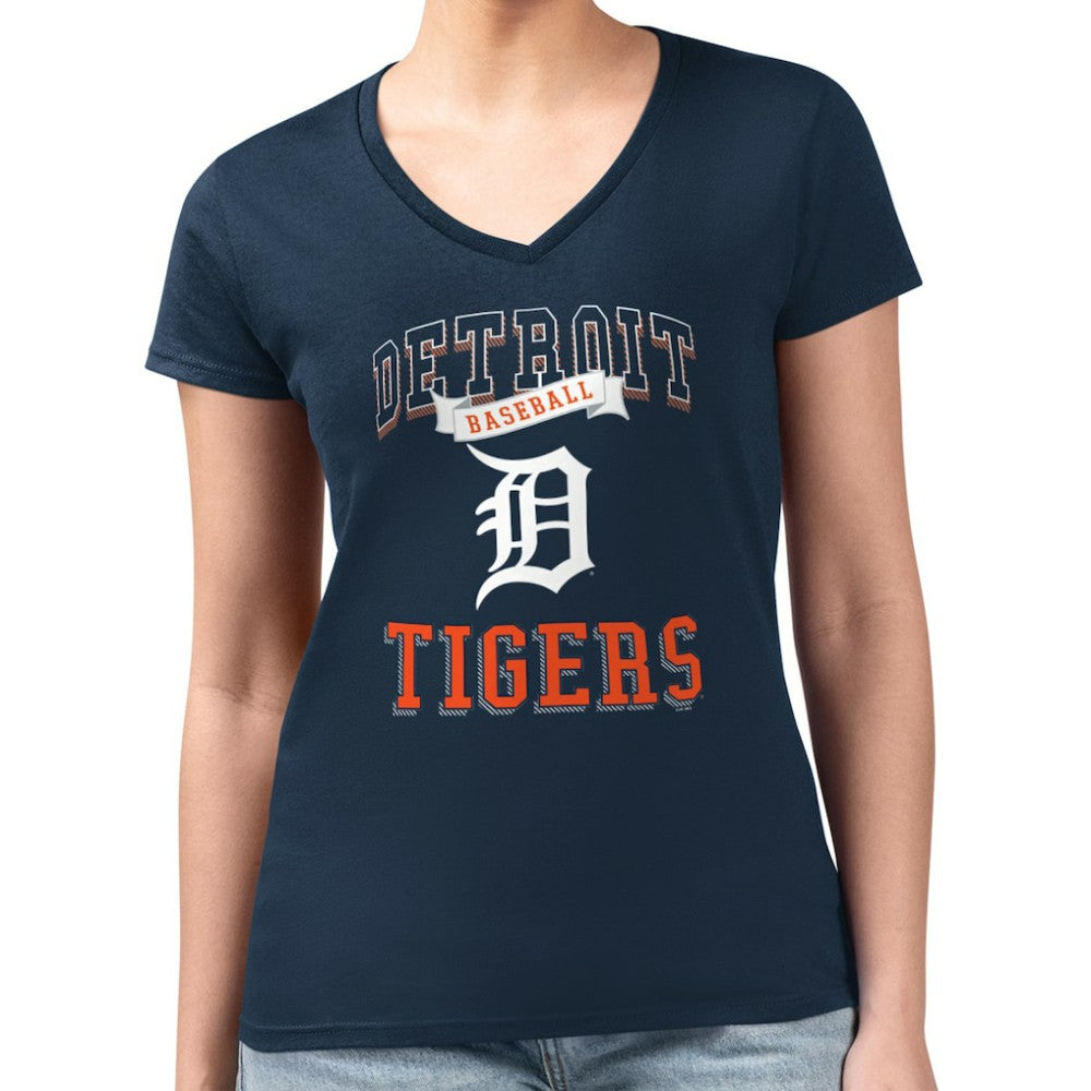 Detroit Tigers G-III 4Her by Carl Banks Women's Super-Slim Fit Lightweight Team Logo Graphic V-Neck T-Shirt for sale