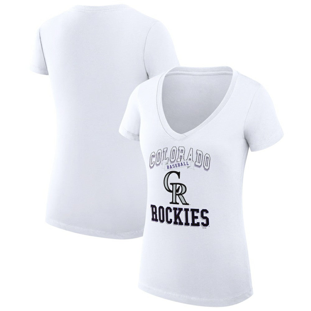 Colorado Rockies G-III 4Her by Carl Banks Women's Super-Slim Fit Lightweight Team Logo Graphic V-Neck T-Shirt Lifestyle