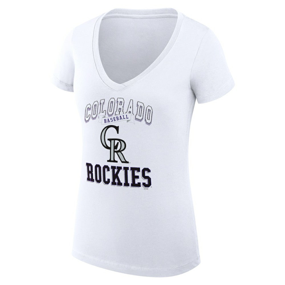Colorado Rockies G-III 4Her by Carl Banks Women's Super-Slim Fit Lightweight Team Logo Graphic V-Neck T-Shirt Lifestyle
