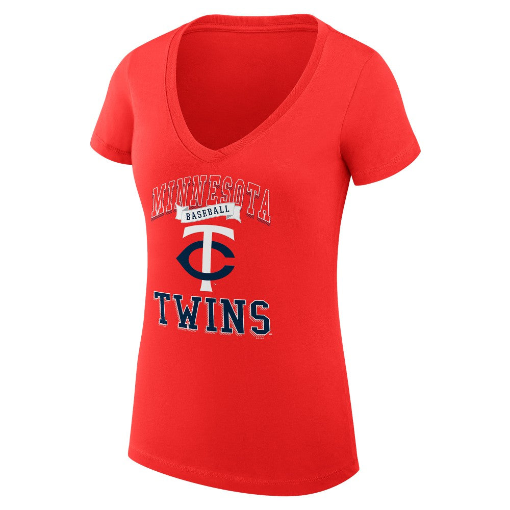 Minnesota Twins G-III 4Her by Carl Banks Women's Super-Slim Fit Lightweight Team Logo Graphic V-Neck T-Shirt for sale