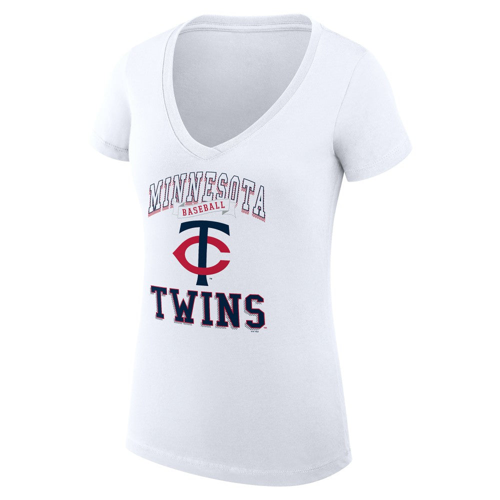 Minnesota Twins G-III 4Her by Carl Banks Women's Super-Slim Fit Lightweight Team Logo Graphic V-Neck T-Shirt Sale
