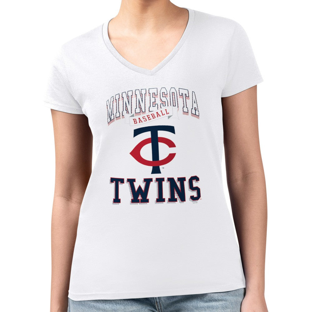 Minnesota Twins G-III 4Her by Carl Banks Women's Super-Slim Fit Lightweight Team Logo Graphic V-Neck T-Shirt Sale