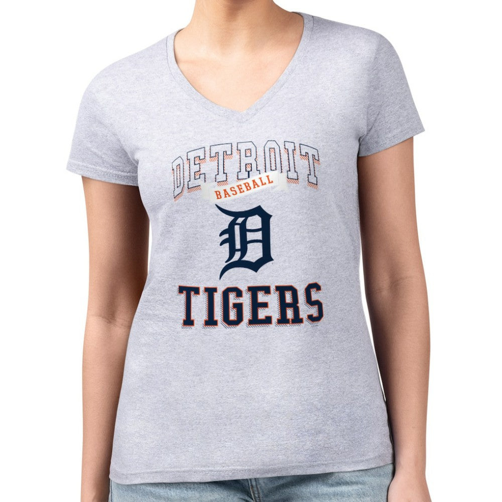 Detroit Tigers G-III 4Her by Carl Banks Women's Super-Slim Fit Lightweight Team Logo Graphic V-Neck T-Shirt On Sale