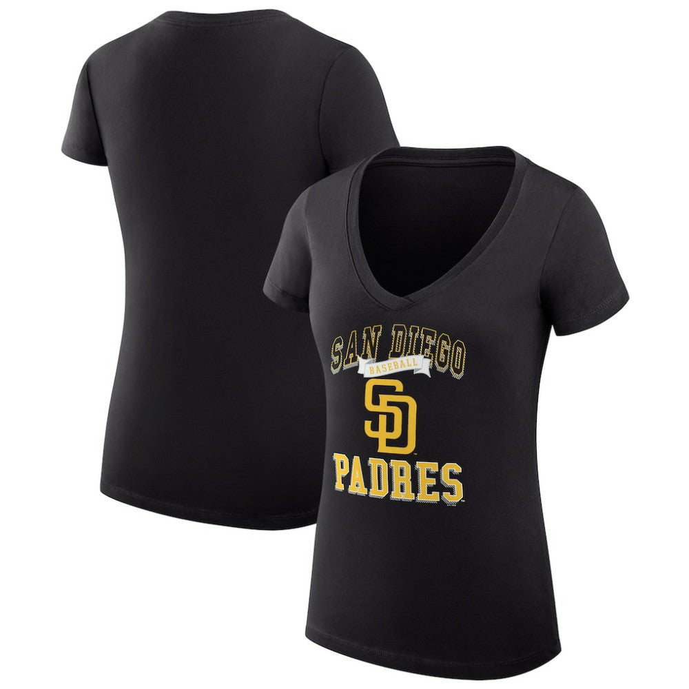 San Diego Padres G-III 4Her by Carl Banks Women's Super-Slim Fit Lightweight Team Logo Graphic V-Neck T-Shirt Clearance