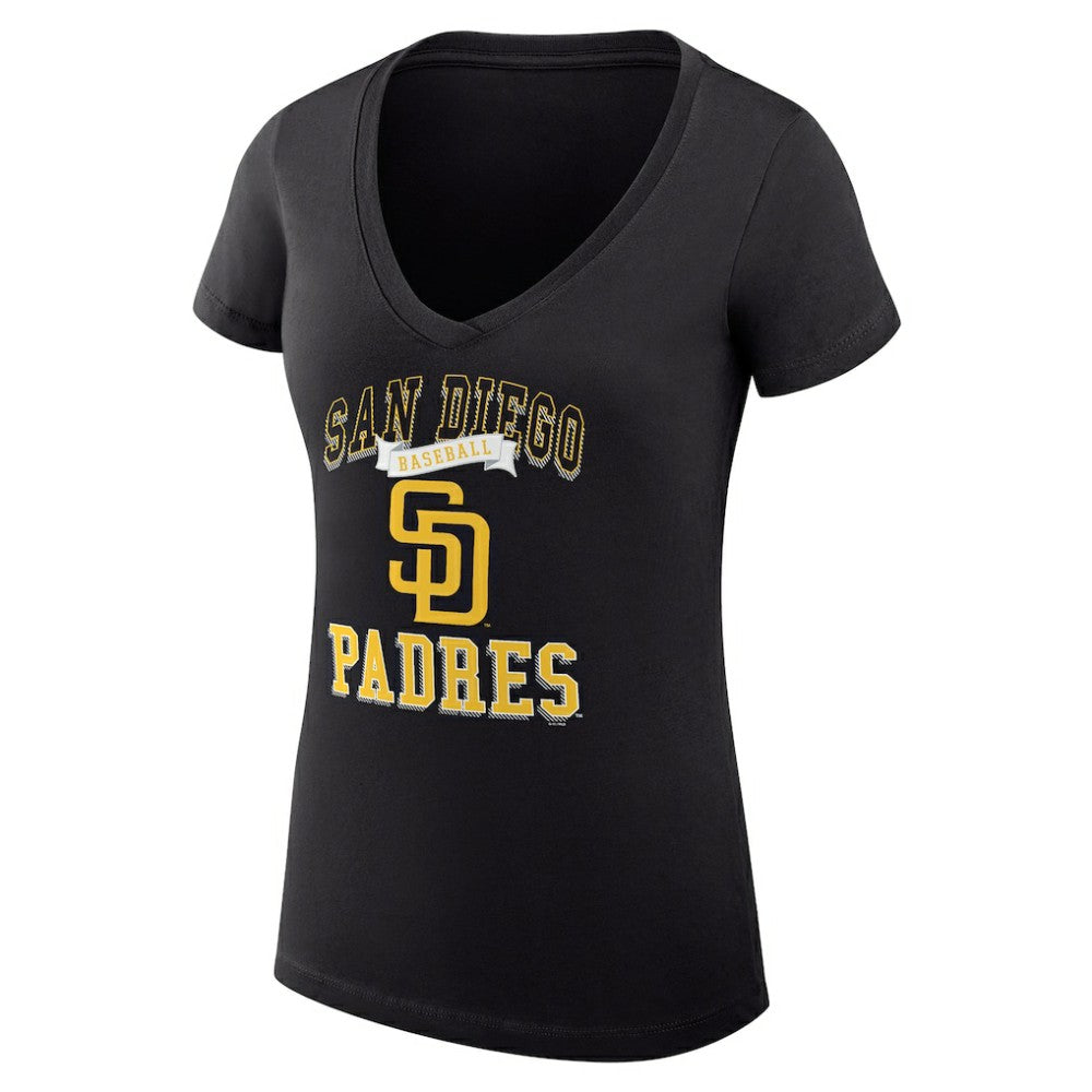 San Diego Padres G-III 4Her by Carl Banks Women's Super-Slim Fit Lightweight Team Logo Graphic V-Neck T-Shirt Clearance