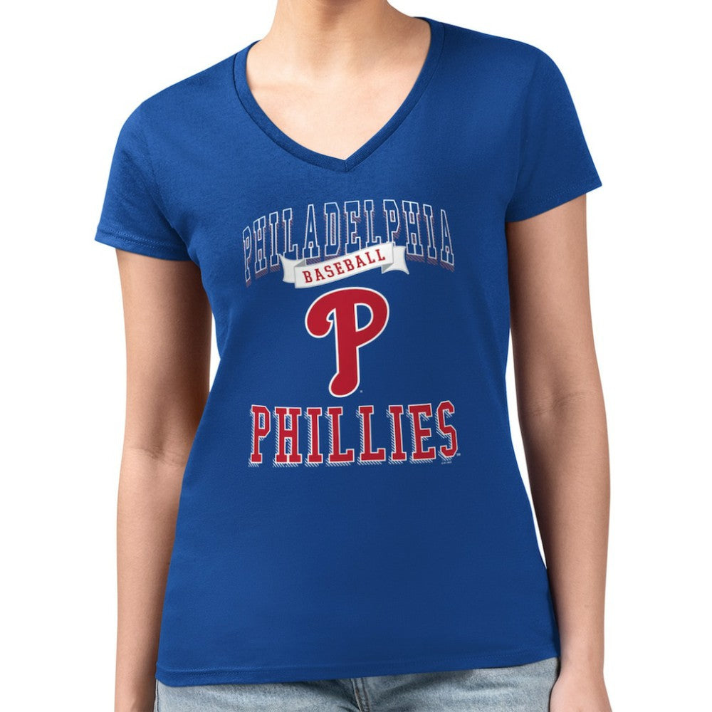 Philadelphia Phillies G-III 4Her by Carl Banks Women's Super-Slim Fit Lightweight Team Logo Graphic V-Neck T-Shirt Near Me