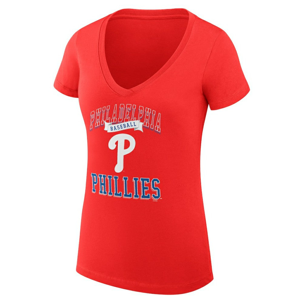 Philadelphia Phillies G-III 4Her by Carl Banks Women's Super-Slim Fit Lightweight Team Logo Graphic V-Neck T-Shirt Clearance