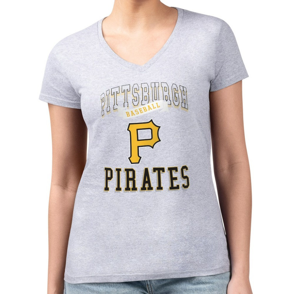 Pittsburgh Pirates G-III 4Her by Carl Banks Women's Super-Slim Fit Lightweight Team Logo Graphic V-Neck T-Shirt On Sale