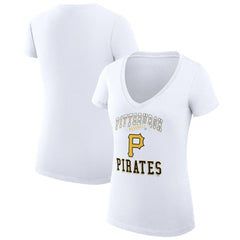 Pittsburgh Pirates G-III 4Her by Carl Banks Women's Super-Slim Fit Lightweight Team Logo Graphic V-Neck T-Shirt discount