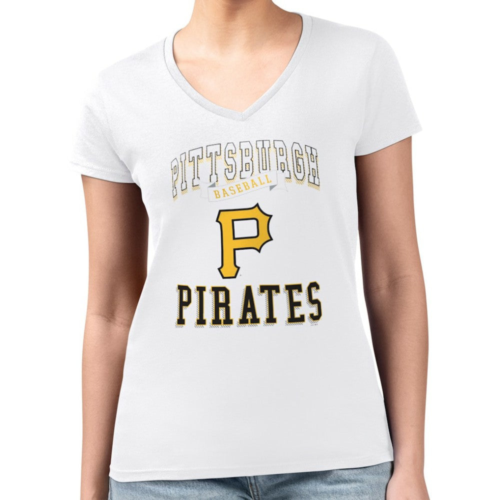 Pittsburgh Pirates G-III 4Her by Carl Banks Women's Super-Slim Fit Lightweight Team Logo Graphic V-Neck T-Shirt discount