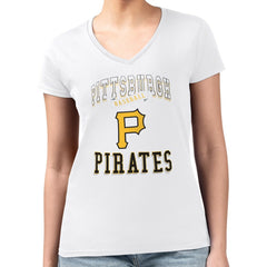 Pittsburgh Pirates G-III 4Her by Carl Banks Women's Super-Slim Fit Lightweight Team Logo Graphic V-Neck T-Shirt discount