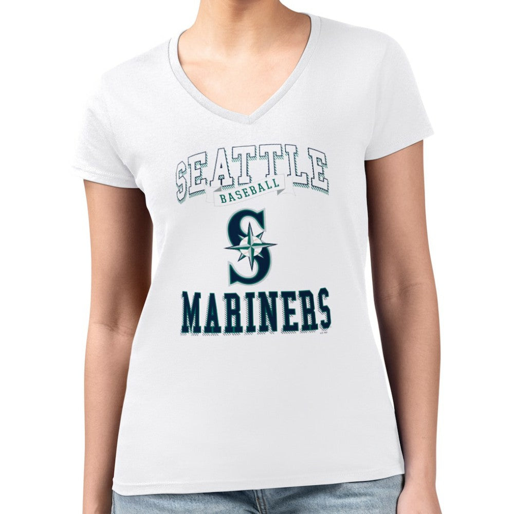 Seattle Mariners G-III 4Her by Carl Banks Women's Super-Slim Fit Lightweight Team Logo Graphic V-Neck T-Shirt Sale