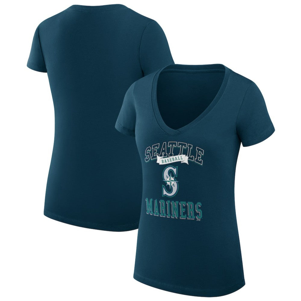 Seattle Mariners G-III 4Her by Carl Banks Women's Super-Slim Fit Lightweight Team Logo Graphic V-Neck T-Shirt for sale