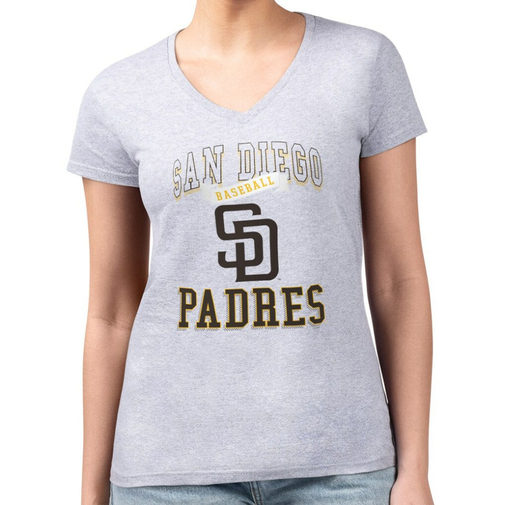 San Diego Padres G-III 4Her by Carl Banks Women's Super-Slim Fit Lightweight Team Logo Graphic V-Neck T-Shirt for sale