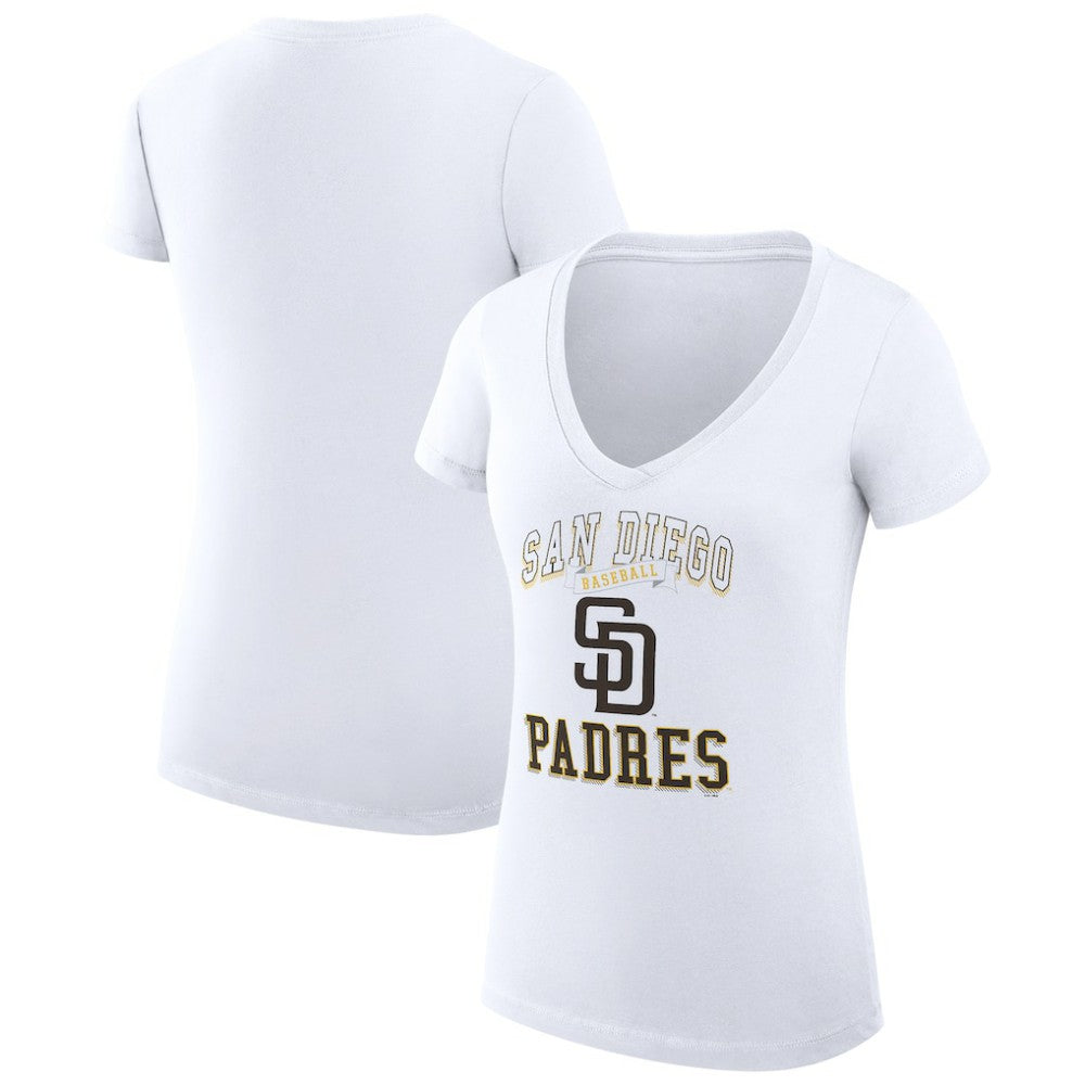 San Diego Padres G-III 4Her by Carl Banks Women's Super-Slim Fit Lightweight Team Logo Graphic V-Neck T-Shirt Clearance