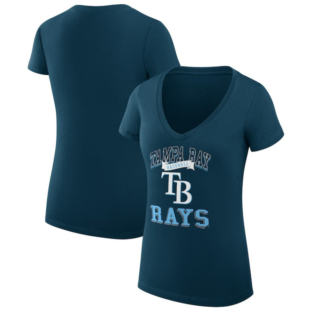 Tampa Bay Rays G-III 4Her by Carl Banks Women's Super-Slim Fit Lightweight Team Logo Graphic V-Neck T-Shirt Clearance