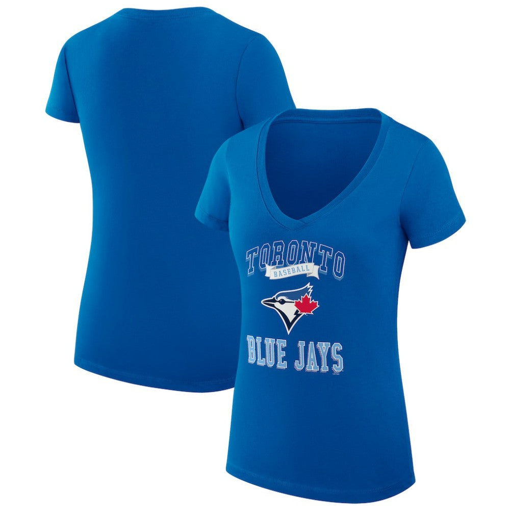 Toronto Blue Jays G-III 4Her by Carl Banks Women's Super-Slim Fit Lightweight Team Logo Graphic V-Neck T-Shirt for sale