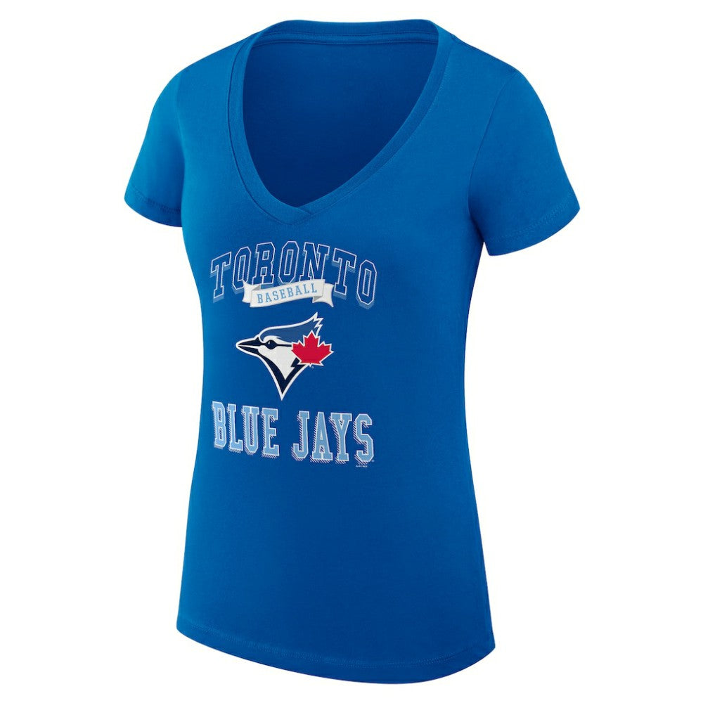 Toronto Blue Jays G-III 4Her by Carl Banks Women's Super-Slim Fit Lightweight Team Logo Graphic V-Neck T-Shirt for sale