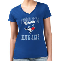Toronto Blue Jays G-III 4Her by Carl Banks Women's Super-Slim Fit Lightweight Team Logo Graphic V-Neck T-Shirt for sale