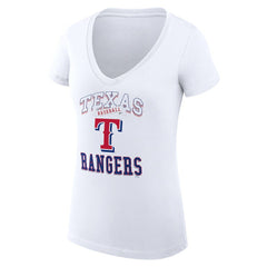 Texas Rangers G-III 4Her by Carl Banks Women's Super-Slim Fit Lightweight Team Logo Graphic V-Neck T-Shirt On Sale