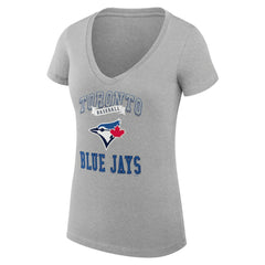 Toronto Blue Jays G-III 4Her by Carl Banks Women's Super-Slim Fit Lightweight Team Logo Graphic V-Neck T-Shirt Lifestyle