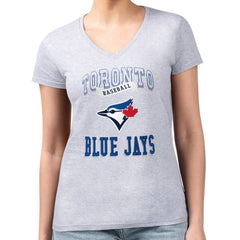 Toronto Blue Jays G-III 4Her by Carl Banks Women's Super-Slim Fit Lightweight Team Logo Graphic V-Neck T-Shirt Lifestyle