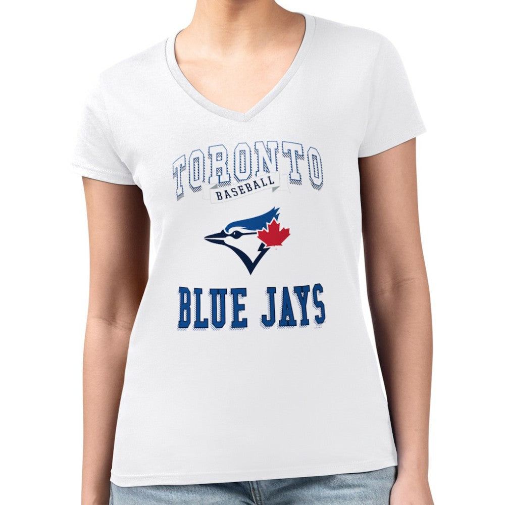 Toronto Blue Jays G-III 4Her by Carl Banks Women's Super-Slim Fit Lightweight Team Logo Graphic V-Neck T-Shirt for sale