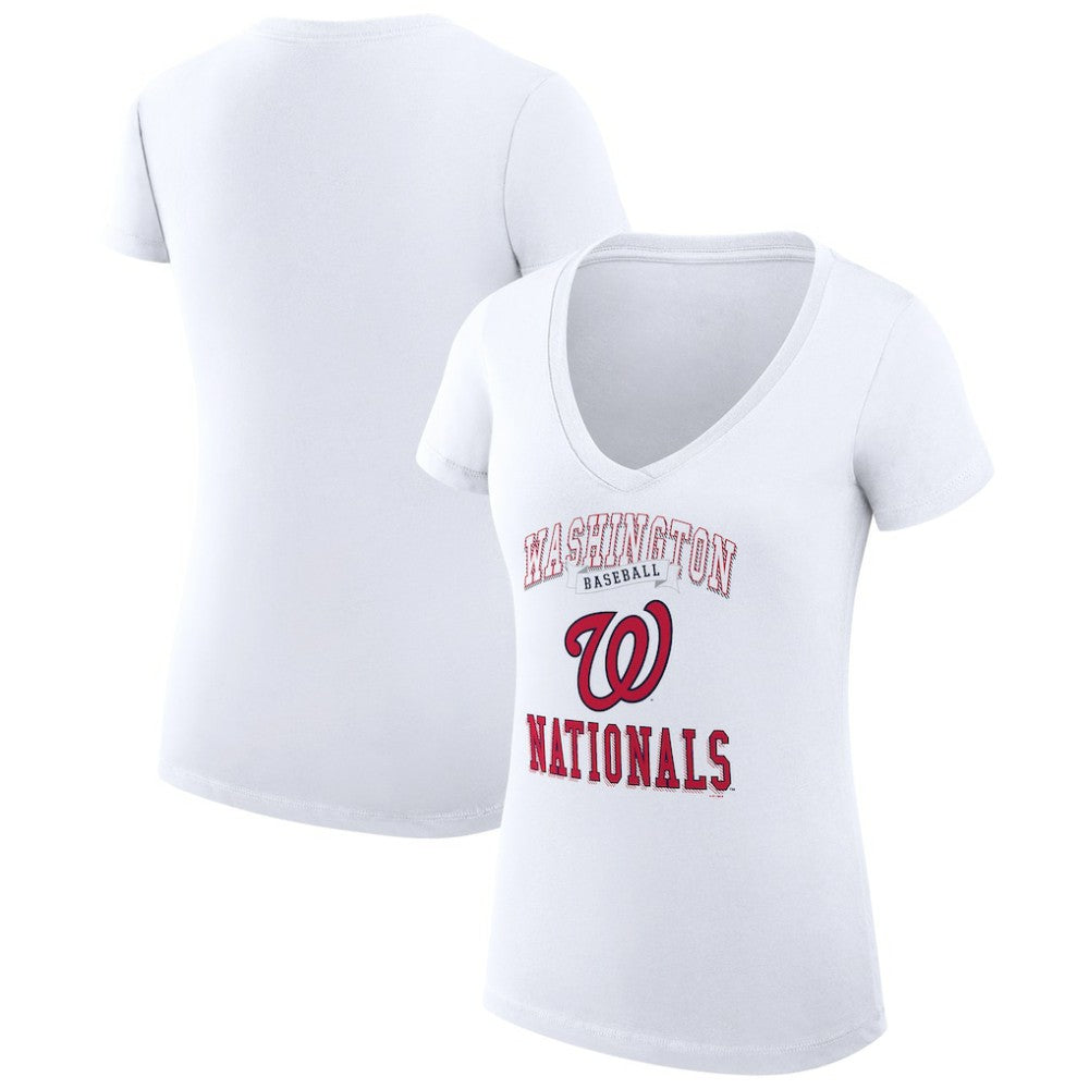 Washington Nationals G-III 4Her by Carl Banks Women's Super-Slim Fit Lightweight Team Logo Graphic V-Neck T-Shirt discount