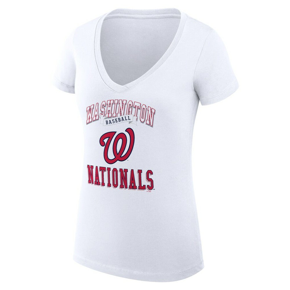 Washington Nationals G-III 4Her by Carl Banks Women's Super-Slim Fit Lightweight Team Logo Graphic V-Neck T-Shirt discount