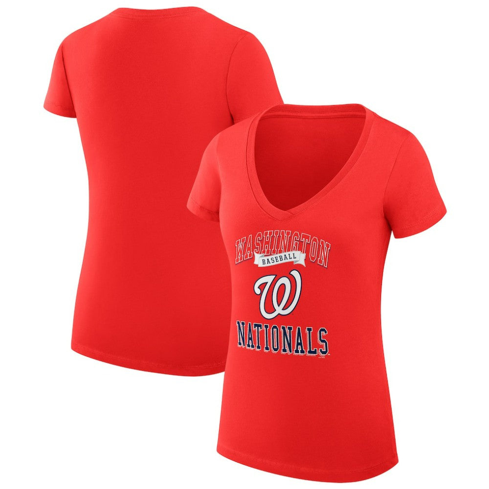 Washington Nationals G-III 4Her by Carl Banks Women's Super-Slim Fit Lightweight Team Logo Graphic V-Neck T-Shirt for sale