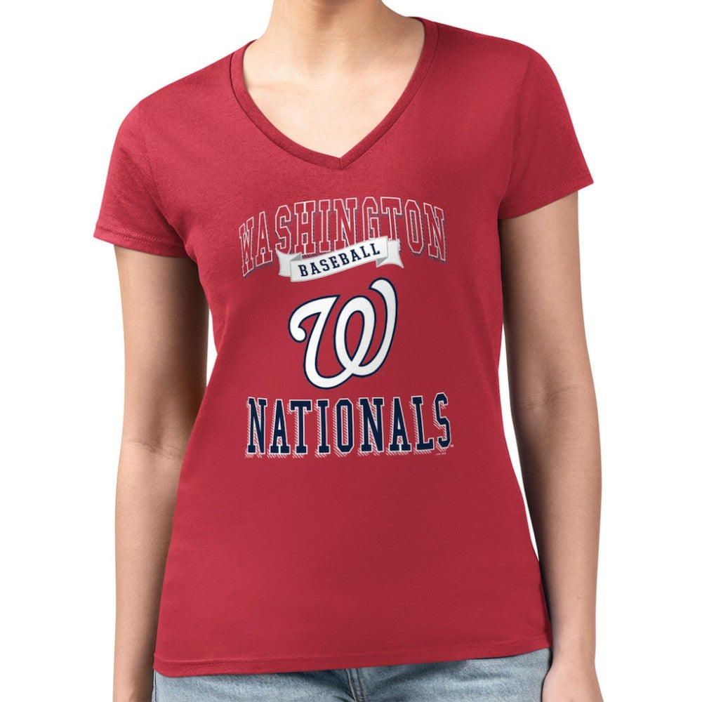 Washington Nationals G-III 4Her by Carl Banks Women's Super-Slim Fit Lightweight Team Logo Graphic V-Neck T-Shirt for sale
