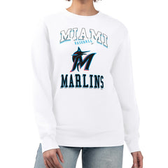 Miami Marlins G-III 4Her by Carl Banks Women's Team Logo Graphic Tri-Blend Fleece Pullover Sweatshirt Online