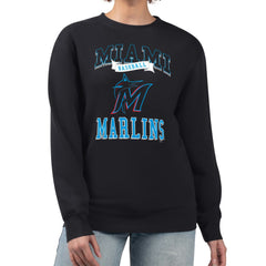 Miami Marlins G-III 4Her by Carl Banks Women's Team Logo Graphic Tri-Blend Fleece Pullover Sweatshirt Lifestyle