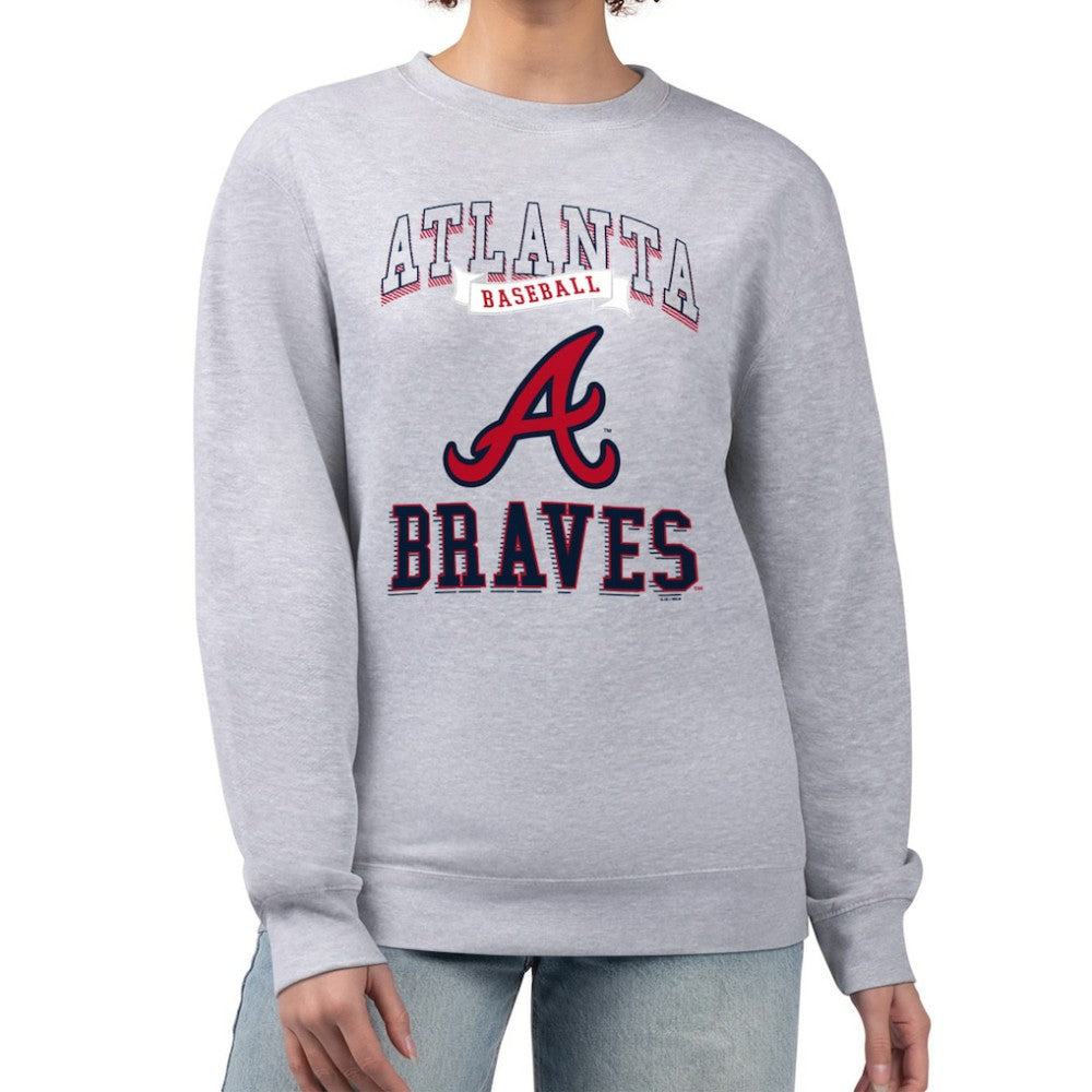 Atlanta Braves G-III 4Her by Carl Banks Women's Team Logo Graphic Tri-Blend Fleece Pullover Sweatshirt Sale