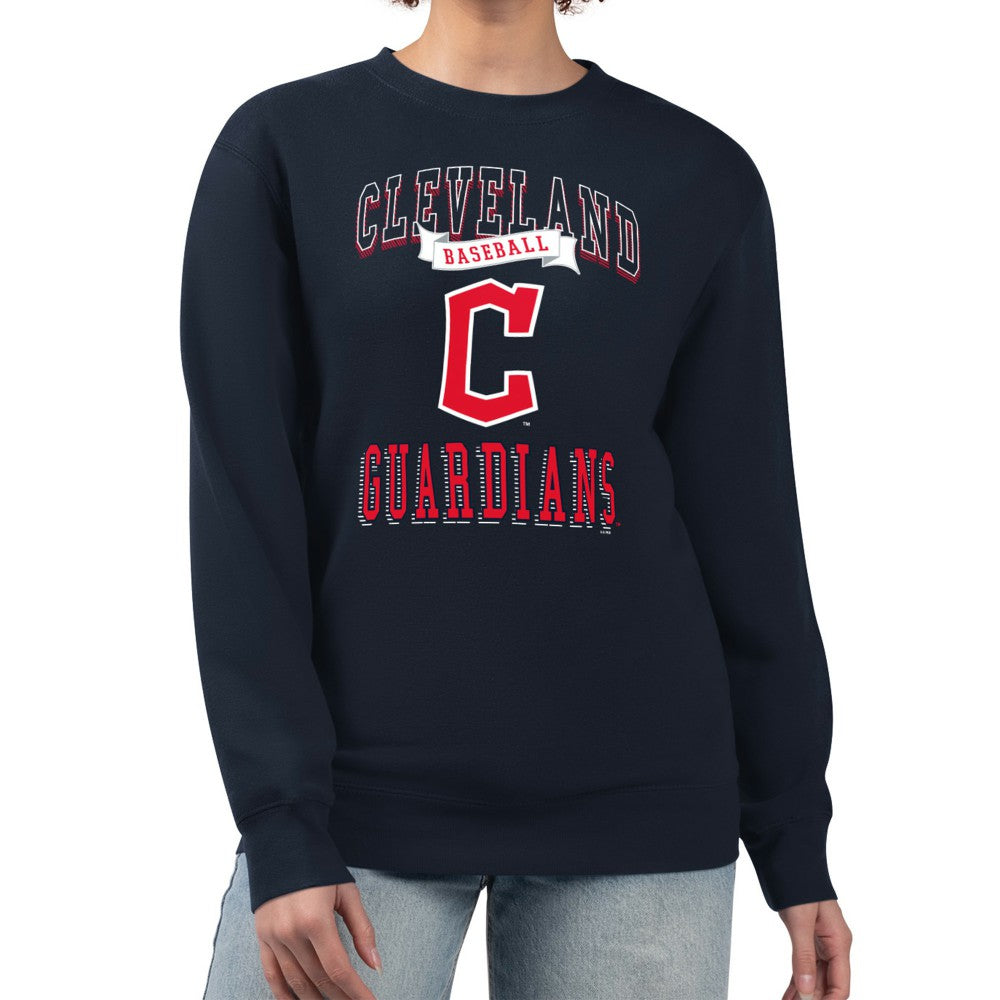 Cleveland Guardians G-III 4Her by Carl Banks Women's Team Logo Graphic Tri-Blend Fleece Pullover Sweatshirt Clearance