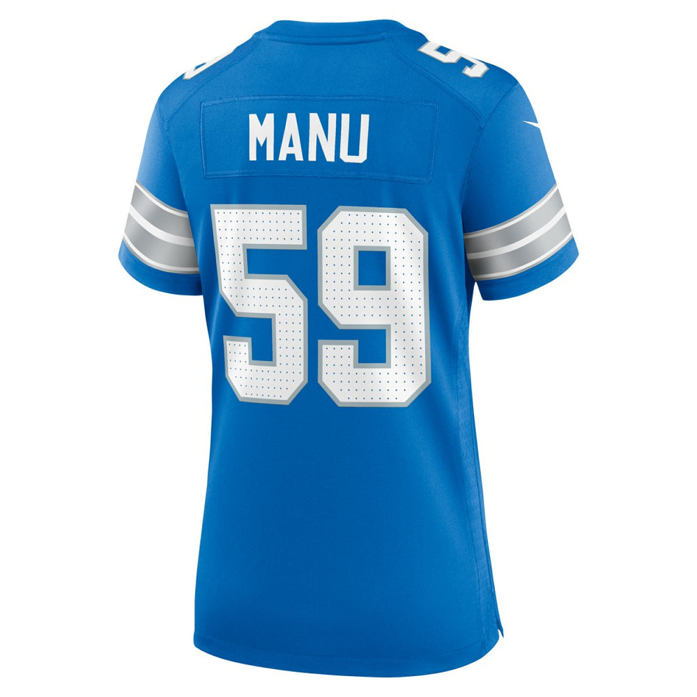 Giovanni Manu Detroit Lions Women's Team Game Jersey Blue - Nike