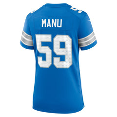 Giovanni Manu Detroit Lions Women's Team Game Jersey Blue - Nike