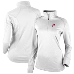Philadelphia Phillies Columbia Women's Cooperstown Collection Shotgun 2.0 Omni-Wick Quarter-Zip Top - White Lifestyle