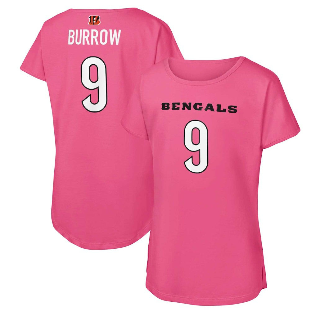 Joe Burrow Cincinnati Bengals Girls Youth Player Name & Number T-Shirt Pink - NFL