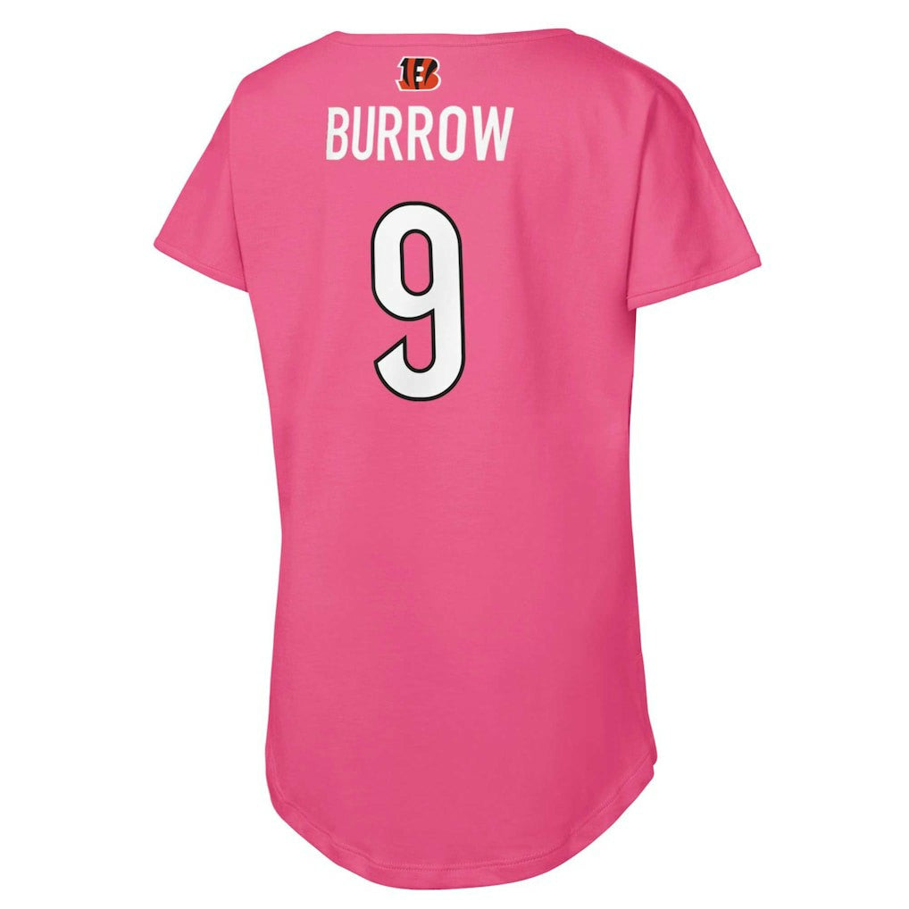 Joe Burrow Cincinnati Bengals Girls Youth Player Name & Number T-Shirt Pink - NFL