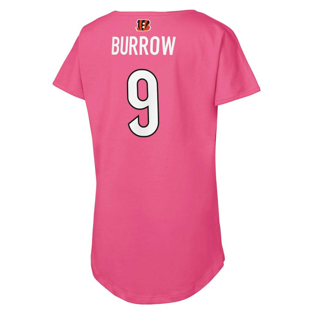 Joe Burrow Cincinnati Bengals Girls Youth Player Name & Number T-Shirt Pink - NFL