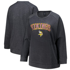 Minnesota Vikings Profile Women's Plus Size Acid Wash Raglan Sweatshirt Charcoal - NFL