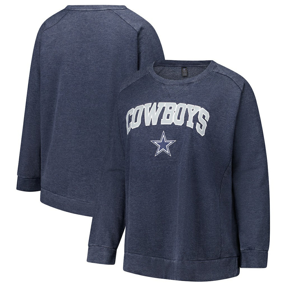 Dallas Cowboys Profile Women's Plus Size Acid Wash Raglan Sweatshirt Navy - NFL