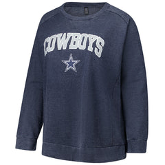 Dallas Cowboys Profile Women's Plus Size Acid Wash Raglan Sweatshirt Navy - NFL