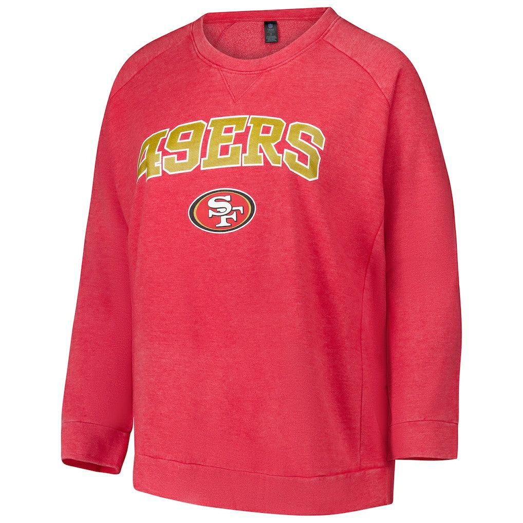 San Francisco 49ers Profile Women's Plus Size Acid Wash Raglan Sweatshirt Red - NFL