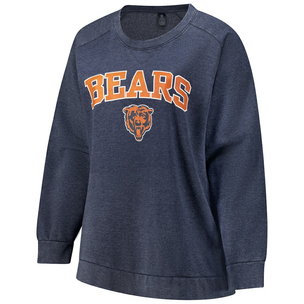 Chicago Bears Profile Women's Plus Size Acid Wash Raglan Sweatshirt Navy - NFL