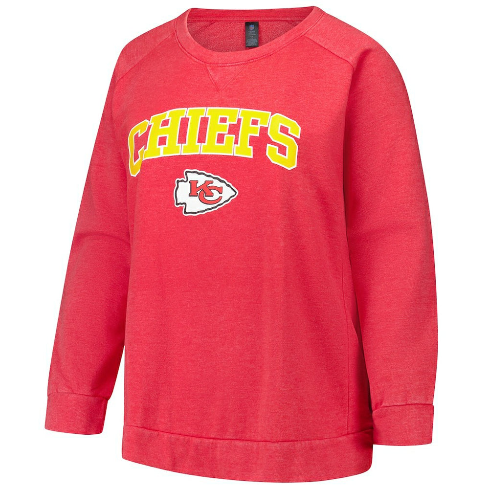 Kansas City Chiefs Profile Women's Plus Size Acid Wash Raglan Sweatshirt Red - NFL