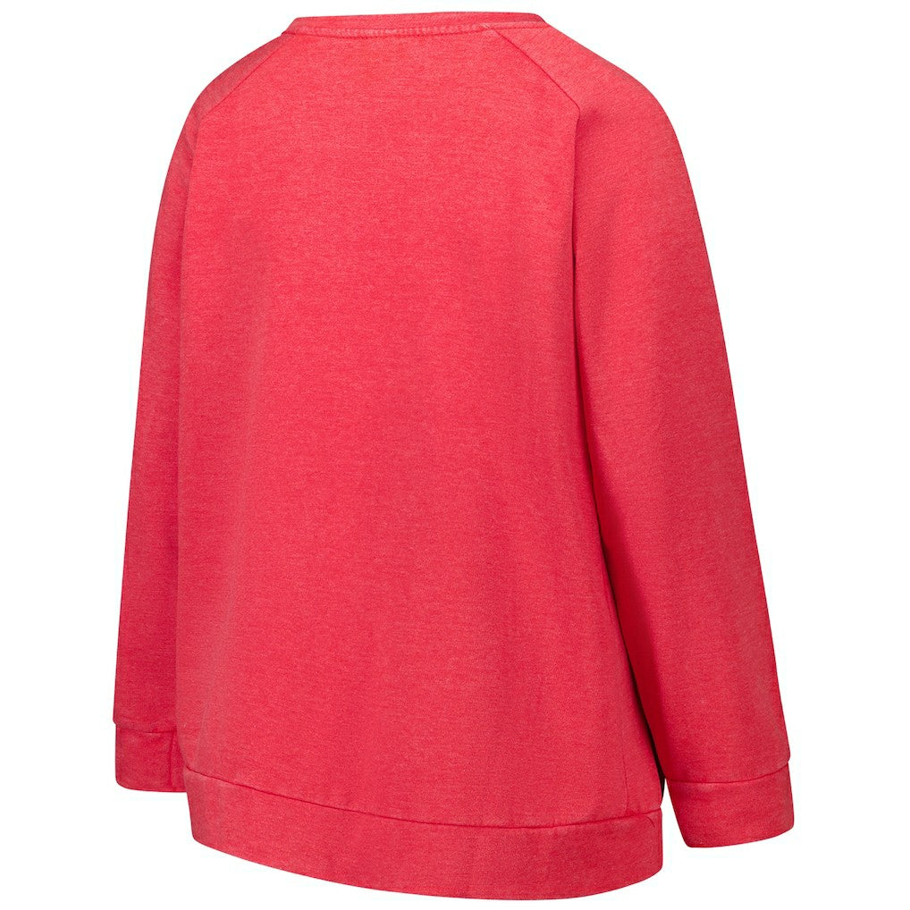Kansas City Chiefs Profile Women's Plus Size Acid Wash Raglan Sweatshirt Red - NFL