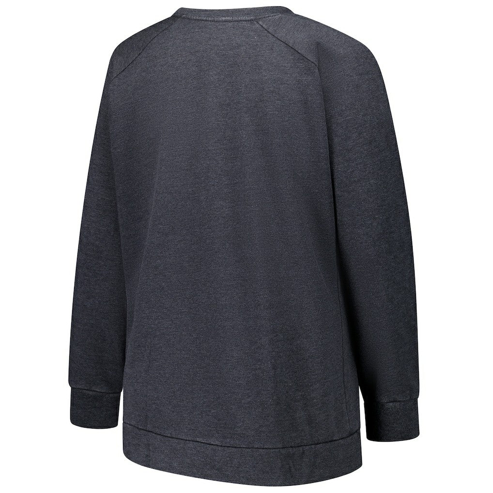 Miami Dolphins Profile Women's Plus Size Acid Wash Raglan Sweatshirt Charcoal - NFL